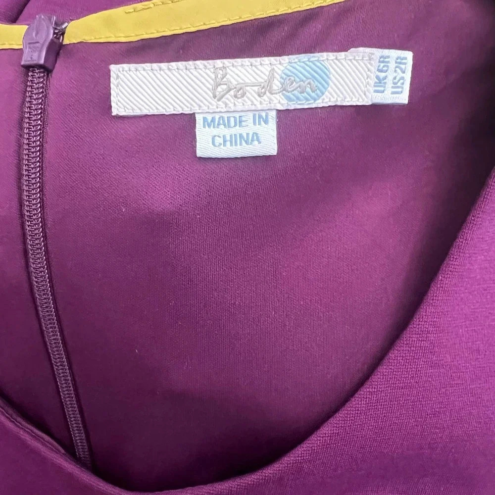 Boden Irene Fit & Flare 3/4 Sleeve Cotton Dress in Purple Size US 2R - Picture 11 of 12